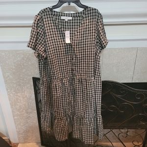 LOFT XXL Plaid Black & White Dress NWT